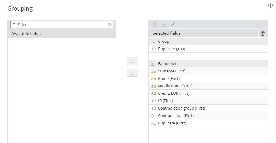 Setting up the Grouping node