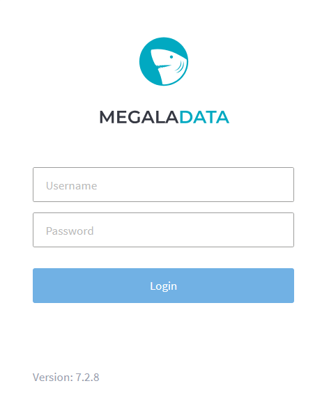 Megaladata login screen